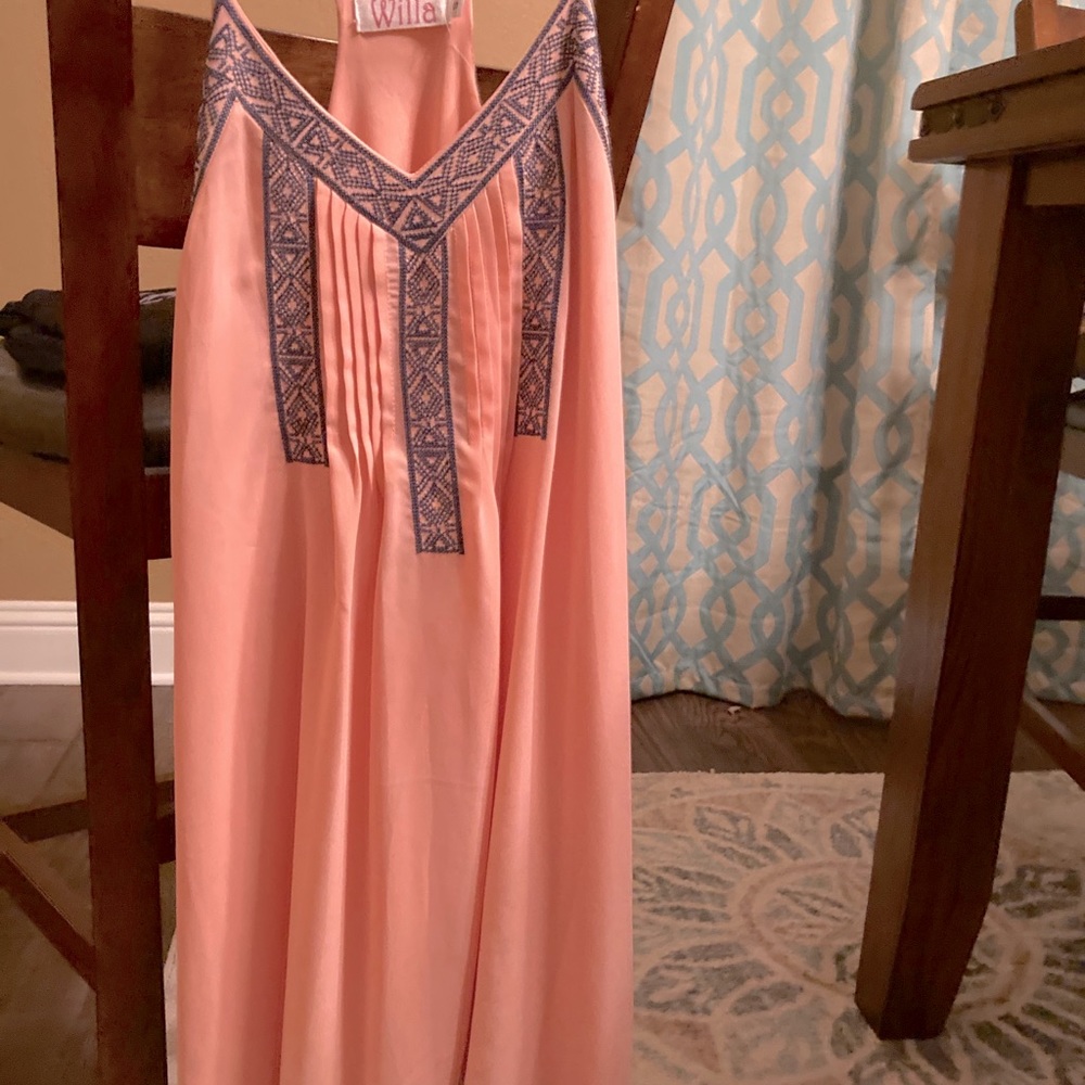 coral and navy summer dress